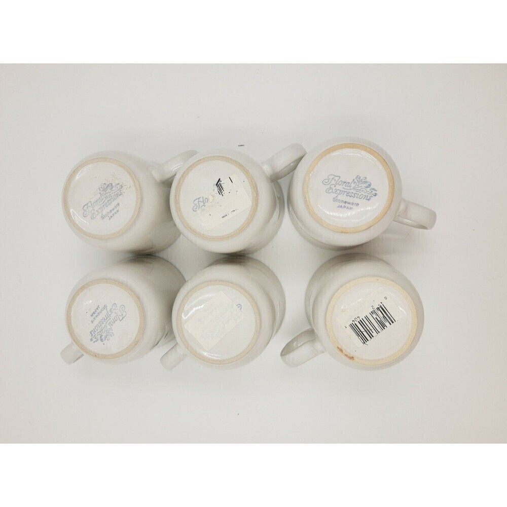 Floral Expressions Stoneware coffee mugs 8 oz cups Hearthstone Set of 6 vintage - Picture 5 of 5